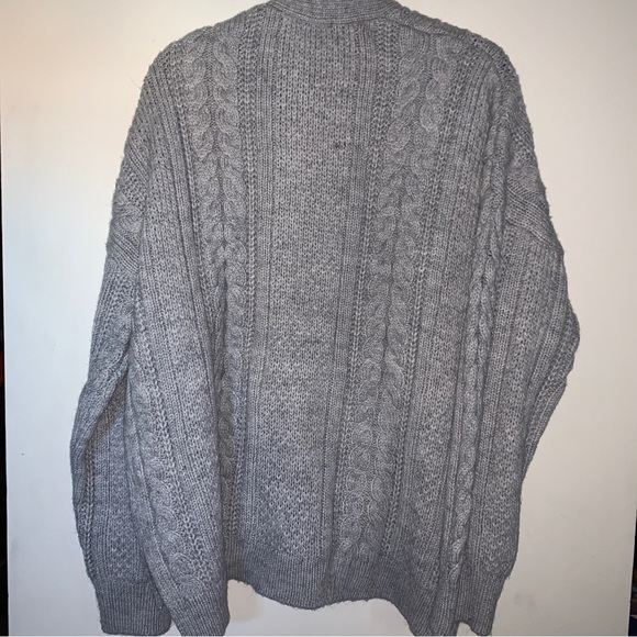 Gap Sweater Cardigan Women’s Size Large Grey Cable Knit - Picture 3 of 4